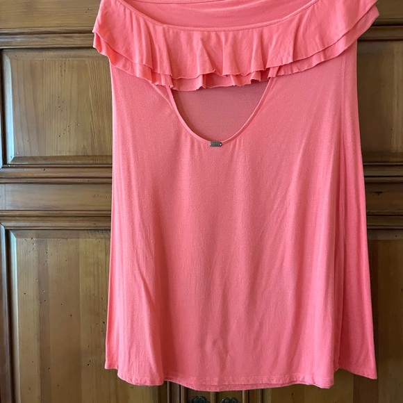 Pink Off-Shoulder Ruffle coverup - Picture 2 of 2